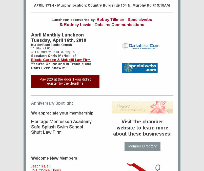 April 2019 Newsletter